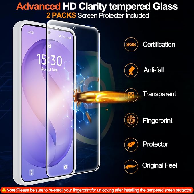 MOZOTER for Samsung Galaxy S26 Case with Magnetic,[Compatible with MagSafe][12Ft Military Dropproof][2*Screen Protector] Translucent Anti-Slip Back Slim Shockproof Case for S26-Clear