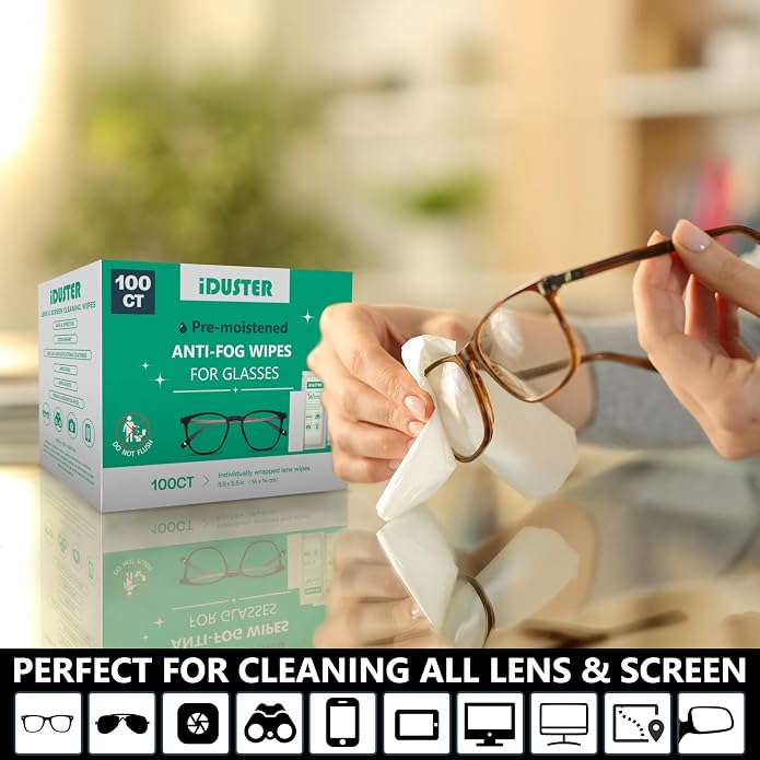 Screen Cleaner Wipes for Lens - Premoistened Eyeglasses Cleaning Wipes, Streak-Free Screen Wipes for iPad, Phone, Car, TV, Computer, Laptop, Eye Glasses