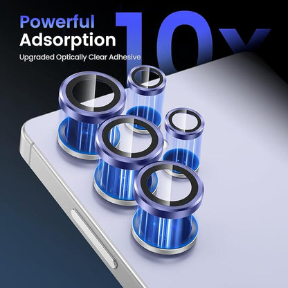 Tensea (3+2PCS Compatible with Samsung Galaxy S25 Ultra Camera Lens Protector, 9H Tempered Glass Camera Cover Screen Protector Metal Individual Ring [Installation Tray][Case Friendly]