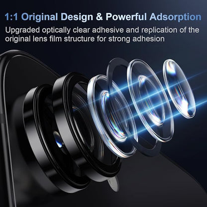 AFARER for iPhone 16e 2025 Camera Lens Protector, Individual Metal Ring Tempered Glass Lens Cover[9H Hardness][Anti-Shatter] Thin HD Camera Clear Cover, 1 Set-Black