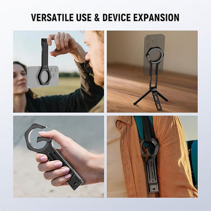 NEEWER Magnetic Phone Tripod Stand, Metal Lightweight Portable Cell Phone Holder Desk Mount Selfie Stick Grip Carabiner Style Quick Release, Compatible with MagSafe iPhone for Video Recording, DS027
