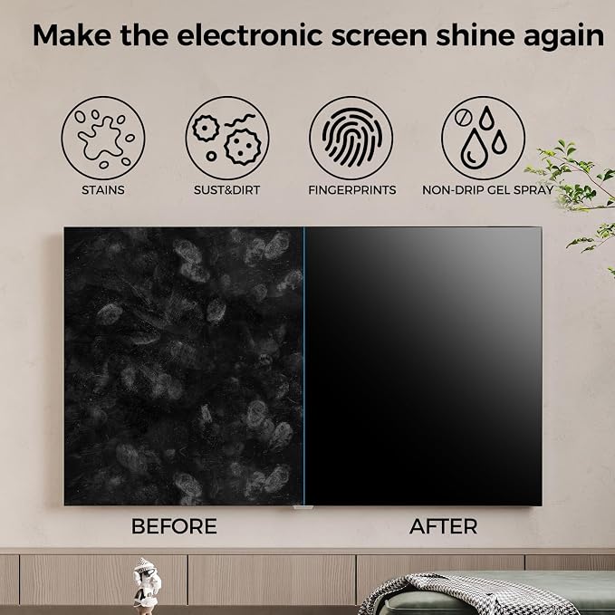 TV Screen Cleaner, Non-Drip Touchscreen Spray with Wiper for CD Disc Laptop Phone Tablet Computer Lens(200ml)