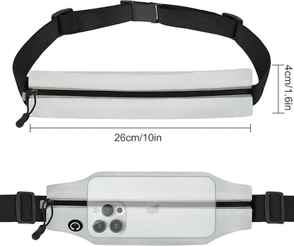Slim Running Belt For Men and Women Waist Fanny Pack Phone Holder Pouch Bag Reflective Zipper Pocket Workout Cycling Fitness