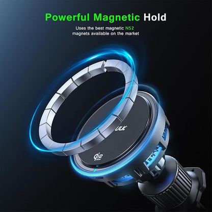Esoulk [2026 Upgraded] Qi2 25W Fast Wireless Car Charger with Active Cooling Fan for Heat Protection, MagSafe Compatible Magnetic Air Vent Mount with Locking Clip, Phone Holder for iPhone & Android