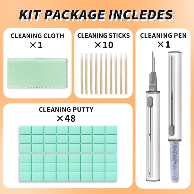 Cleaning Putty, Phone Cleaning Kit with Clean Pen, Remove Ear Wax & Dirt & Gunk from Device's Small Crevices, for AirPod Cleaner Kit for Airpods Charging Case/Headphones/Electronics