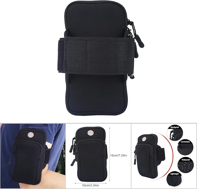 VGEBY Arm Pouch Outdoor Sport Running Jogging Exercise Armband Bag Wrist Pouch Phone Case Bag(Black) Sports Bag Supplies Phone Holder for Running Wrist Pouch Arm Phone Case