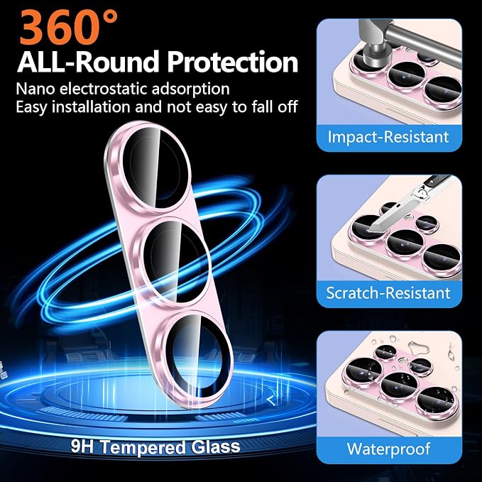for Samsung Galaxy S26 Ultra Camera Lens Protector, Electroplated Matte Back with 9H Tempered Glass Lens Protector, [Strong Adsorption] [Case-Friendly] Metal Ring HD Clear Lens Cover, Pink