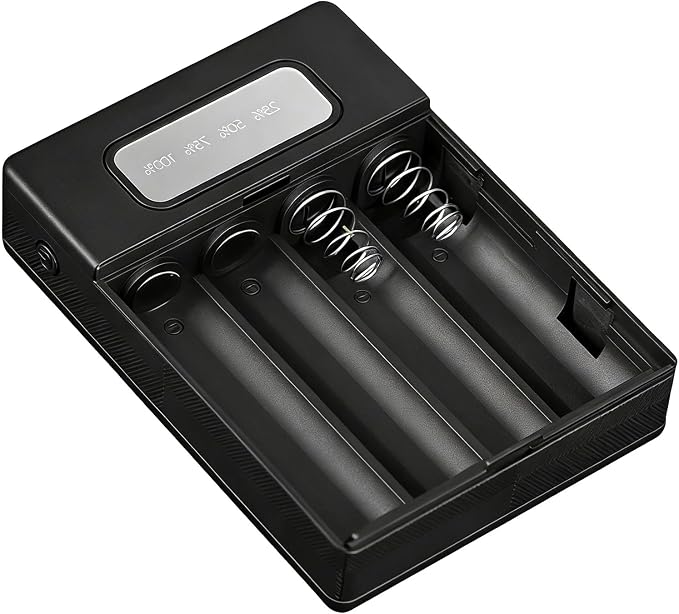 Battery Holder Case for Phone Electronics Fast Charging Portable Charging Power Shell 18650 Battery Box Case Shell ABS Enclosure Black