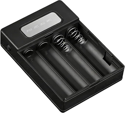Battery Holder Case for Phone Electronics Fast Charging Portable Charging Power Shell 18650 Battery Box Case Shell ABS Enclosure Black