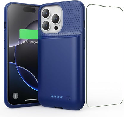 Feob Battery Case for iPhone 16 Pro, [2025 Upgraded] 7500mAh Ultra-Slim Portable Smart Charging Case Rechargeable Protective Extended Charging Cover Only for iPhone 16Pro Battery Pack (6.3 Inch), Blue