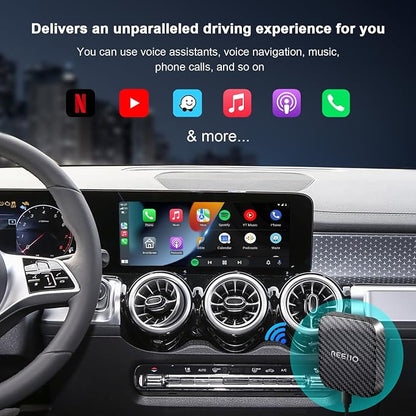 Wireless CarPlayBox with Netflix/YouTube/TF Card Slot Convert Wired CarPlay to Wireless Adapter for 2017 and Above Original Wired CarPlay Car