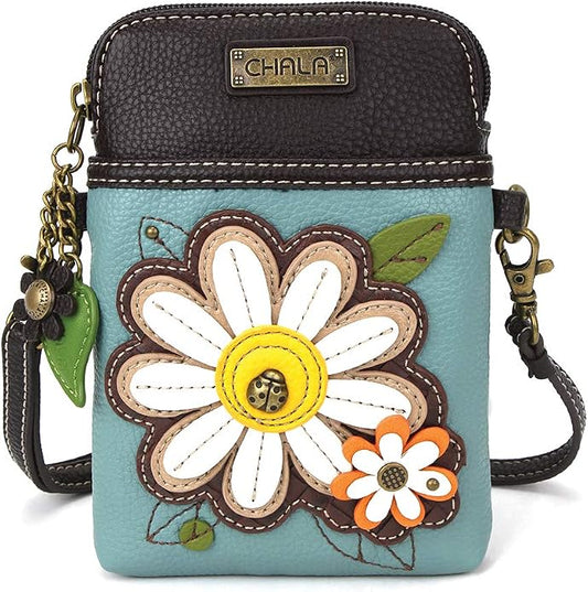 CHALA Plant Life Collection Cell Phone Crossbody Purse-Women PU Leather/Canvas Multicolor Handbag with Adjustable Strap