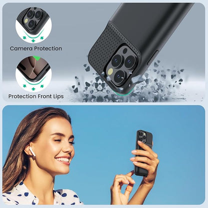 Feob Battery Case for iPhone 16 Pro Max,Ultra-Slim 8600mAh Portable Charger Cover 360°Protection Rechargeable Extended Battery Charging Case for iPhone 16 Pro Max-Black