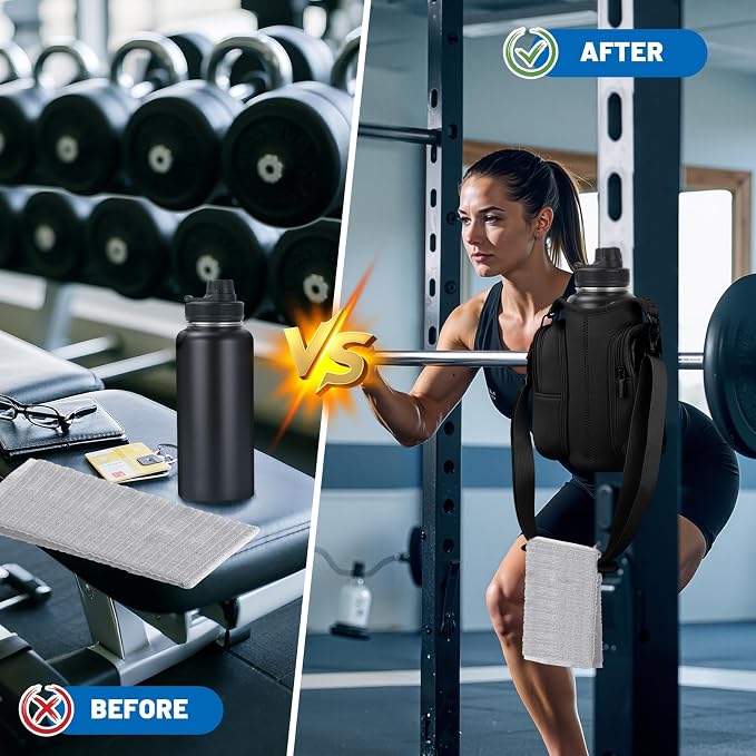 Magnetic Gym Water Bottle Bag with Strong Magnet Holder for Men and Women Securely Attaches to Metal Surfaces Perfect for 40Oz Bottle Phone Small Essentials Carrier