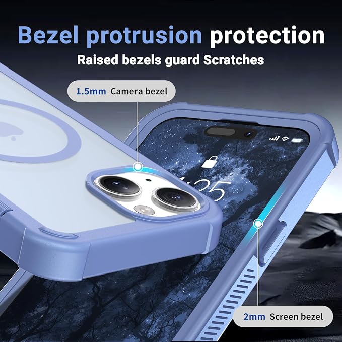 jaroco Magnetic for iPhone 15 Case, [Compatible with MagSafe][Military Grade Drop Protection][Heavy Duty Protection][Non-Slip][Shockproof] 2-Layer Durable Bumper Phone Case 6.1''-Blue Purple