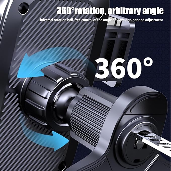Car Phone Mount, 360° Rotatable Air Vent Holder, One-Hand Release, 4.2-7.2 Inch Smartphones, Black