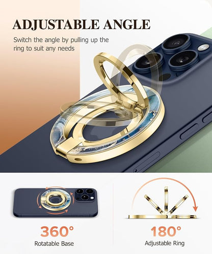 GVIEWIN Magnetic Phone Ring Holder, Compatible with MagSafe Phone Grip with Adjustable Stand, Magnet Phone Ring Kickstand for iPhone 17/16/15/14/13/12 Pro Max Plus Air/Other Phones (Polar Cloud)