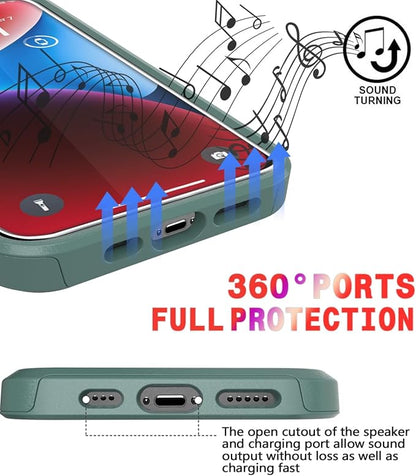 Diverbox for iPhone 14 case [Shockproof] [Dropproof] [Tempered Glass Screen Protector ],Heavy Duty Protection Phone Case Cover for Apple iPhone 14 (Pine Green-2in1)