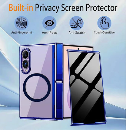 for Samsung Galaxy Z Fold 8 Magnetic Case with Privacy Screen Protector＆Hinge Protection＆Kickstands,Full-Body Shockproof Protective Phone Case for Galaxy Z Fold 8 2026,Gold