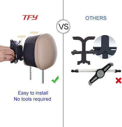 TFY Car Mount Universal Car Headrest Mount Holder with Silicon Holding Net Compatible with Both 4.5-6 Inch Phones and 7-10.5 Inch Tablets