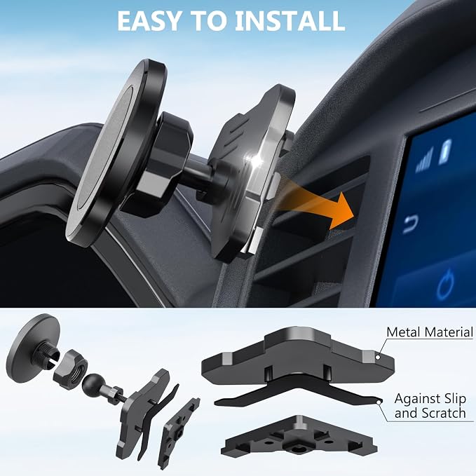 CNC Magnetic Truck Air Vent Phone Holder, Metal Phone Mount Cradles for F150, Compatible with Ford F150 2021-2026 & Super Duty F250 F350 F450 2021-2025 and Most Cellphones