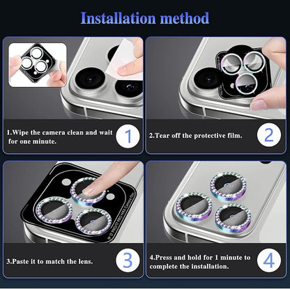 ShinKin Camera Lens Protector for iPhone 17 Pro/iPhone 17 Pro Max, Glitter Camera Cover, 9H Tempered Glass Individual Metal Ring Camera Protector for iPhone 17 Pro/17 Pro Max (Diamond -Colorful)