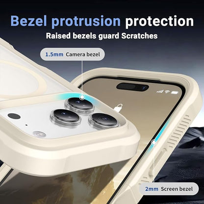 jaroco Magnetic for iPhone 17 Pro Case, [Compatible with MagSafe][Military Grade Drop Protection][Heavy Duty Protection][Non-Slip][Shockproof] 2-Layer Durable Bumper Phone Casee 6.3''-Antique White