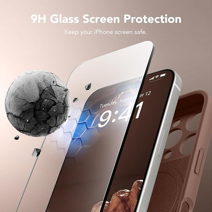 Magnetic for iPhone 16 Pro Max Case, Compatible with MagSafe, [Full Camera Protection][Screen Protector] Silicone Shockproof Protective Phone Case for iPhone 16 Pro Max 6.9", Brown