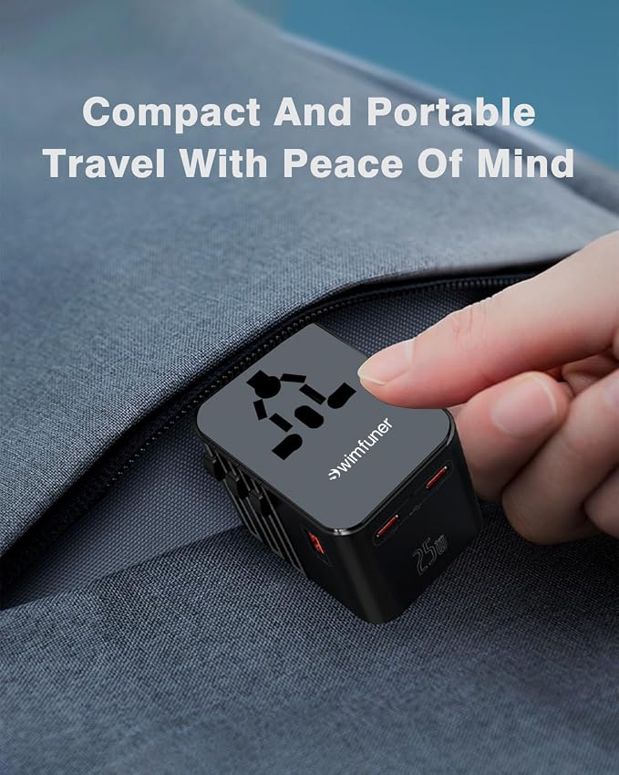 Universal Travel Converter, GaN International Plug Charger, with 2 USB-C and 1 USB-A Travel Global Adapter, Suitable for Europe, Australia, South Korea, Japan and Other Regions