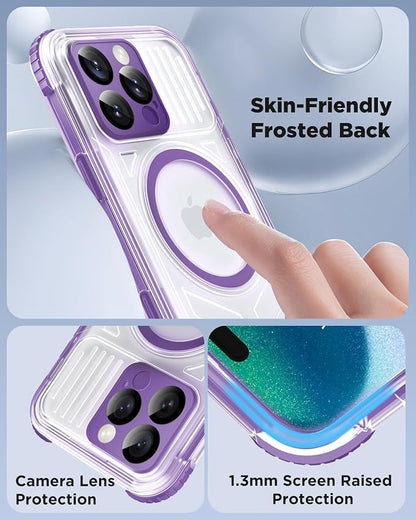 for iPhone 16 Pro Waterproof Case with Magsafe, Built-in [Camera & Screen Protector] [Lanyard], IP68 Water Proof Full Body Dustproof Heavy Duty Frosted Protective Phone Cover, 6.3" Purple
