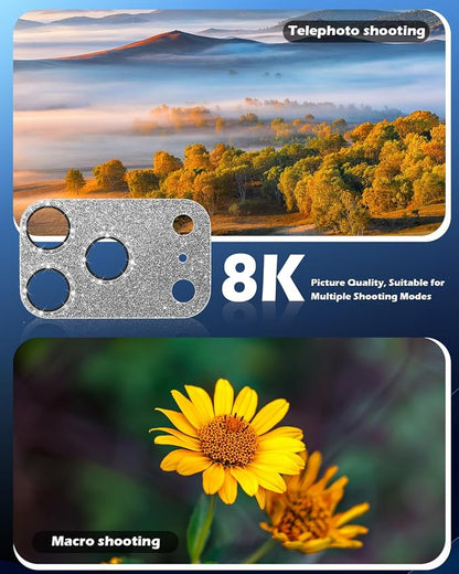 imluckies Compatible with iPhone 17 Pro Max Camera Lens Protector Bling, Ultra HD Tempered Glass Shiny Diamond Camera Plate Sparkle Screen Protection, 9H Anti-Scratch & Easy Install, Glitter Gray