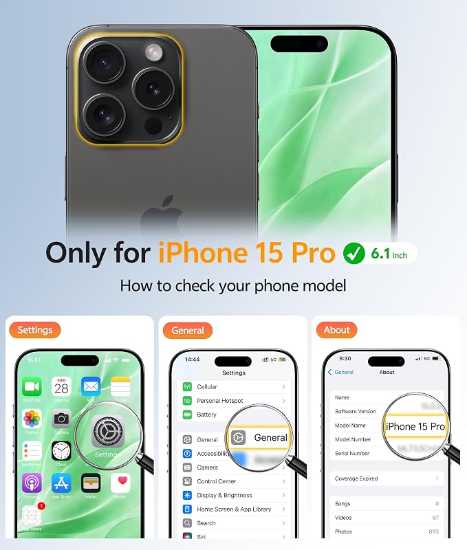 FNTCASE for iPhone 15 Pro Case: [Compatible with Magsafe] Translucent Matte Cases with [Full Camera Protection] [Screen Protector] Military Grade Shockproof Protective Phone Cover - Green