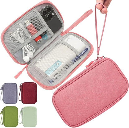 CAAORDKSO Electronic Organizer Travel Cable Accessories Bag, Electronic Organizer Case, Electronic Accessories Organizer Pouch Bag for Cable, Cord, Charger, Phone, Power Bank, Earphone (Pink)