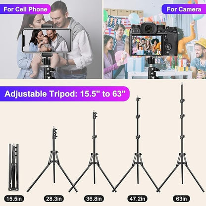 12.3" Ring Light with Stand & Phone Holder Tall 75", 51 Color Modes Circle Lights Selfie Ringlight with Tablet Holder, 12 Dimming Levels Christmas LED Halo Light Tripod for iPhone Video Recording/Vlog