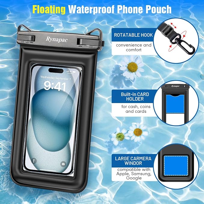 [Up to 8.5"] Floating Waterproof Phone Pouch, 2Pack Waterproof Phone Case with Lanyard for iPhone 17 16 15 14 Pro Max, Galaxy S25 S24 Ultra, IPX8 Cellphone Dry Bag, Beach Essentials Travel Must Haves