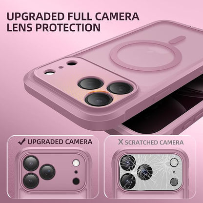 BERFY for iPhone 17 Pro Max Case, Compatible with MagSafe, Built-in Privacy Screen Protector, Camera Protection, Shockproof Full Body Phone Case 6.9", Translucent Palevioletred