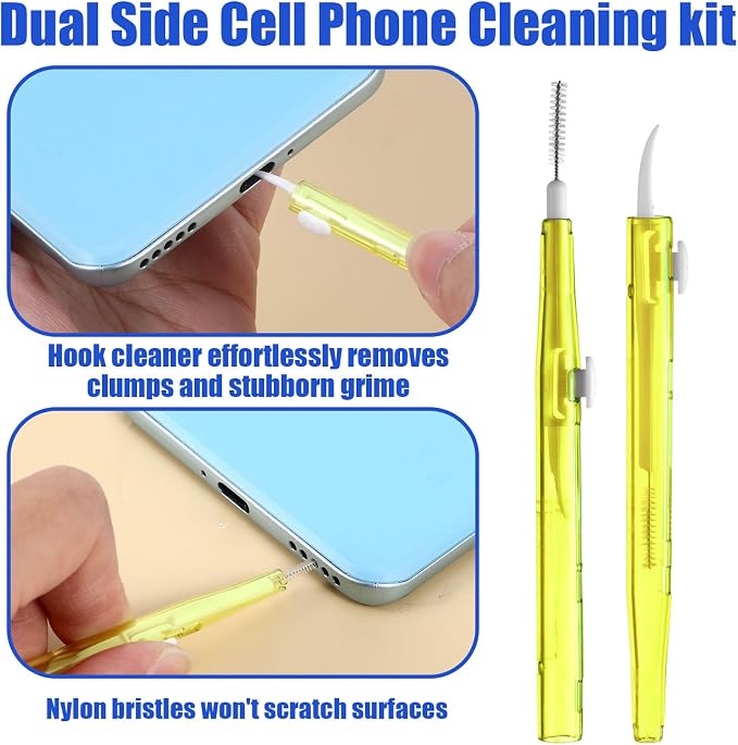10 Pcs Phone Charge Port Cleaning Tool Kit Anti-Clogging Mini Brushes Cleaner Charging Port Cleaner Dual Side Multifunction Tools for Phone Camera Lens Speaker and Receiver