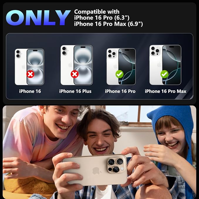 imluckies Alloy Metal Camera Lens Protector for iPhone 16 Pro / 16 Pro Max / 14 Pro / 14 Pro Max, 9H Tempered Glass, Ultra HD, Anti-Scratch, Strong Adhesion, Case Friendly, Desert Titanium