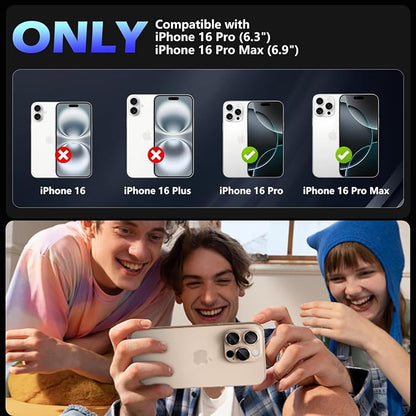 imluckies Alloy Metal Camera Lens Protector for iPhone 16 Pro / 16 Pro Max / 14 Pro / 14 Pro Max, 9H Tempered Glass, Ultra HD, Anti-Scratch, Strong Adhesion, Case Friendly, Desert Titanium