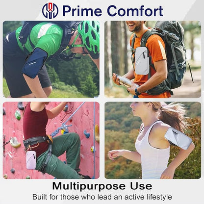 Prime Comfort Cell Phone Carrier - Arm Band, Cross Body Bag, Holster for Men Women - Cell Phone Holder for Running Walking - Light Blue