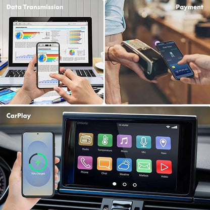 Wireless Charging Case for Galaxy S25 Plus, Upgraded 12000mAh Rechargeable Portable Charging Case Compatible with Galaxy S25 Plus 5G (6.7 inch) with Carplay Extended Battery Pack Charger Case (Black)