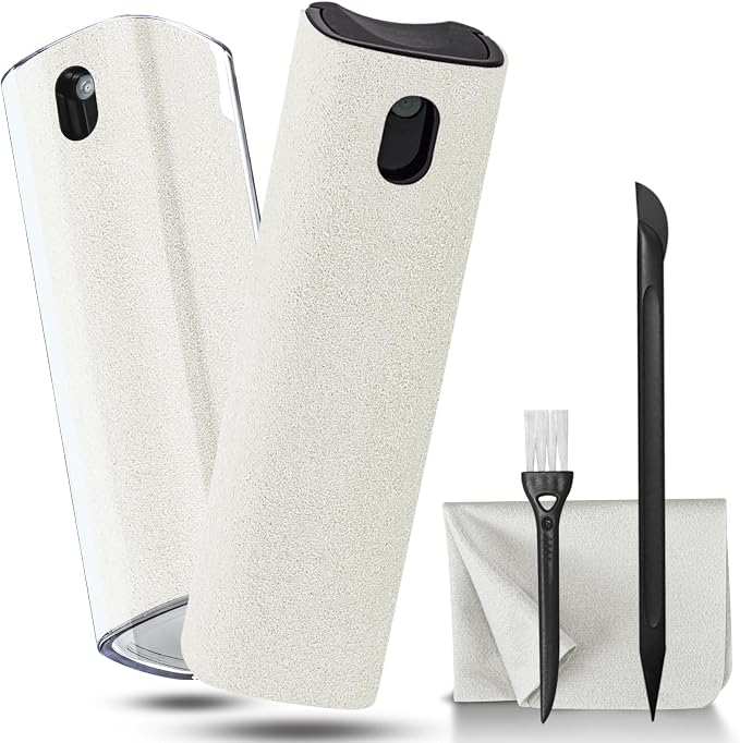 walrfid 2Pcs Car Screen Cleaner, Laptop Screen Cleaner Spray and Wipe, Electronic Computer Cleaning Kit for iPad, iPhone, Cellphone, Monitor, MacBook Pro, Car Display, Tablet, TV Flat Screens, Cream