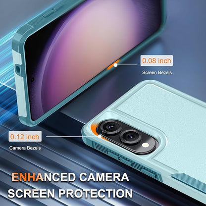 RMOCR Case for Samsung Galaxy S25 Edge, Full Body Heavy Duty Rugged Shockproof Protective Phone Cover with Lanyard Strap, Tempered Glass Screen Protector and Camera Lens Cover, Mint Green