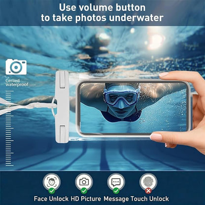 1/2 Pack Waterproof Phone Pouch Compatible with iPhone 17 16 15 Pro Max & Galaxy S24+/S23 7in Waterproof Phone Case, IPX8 Beach Travel Must Haves, Beach Essentials, Snowy White, 1 Pack