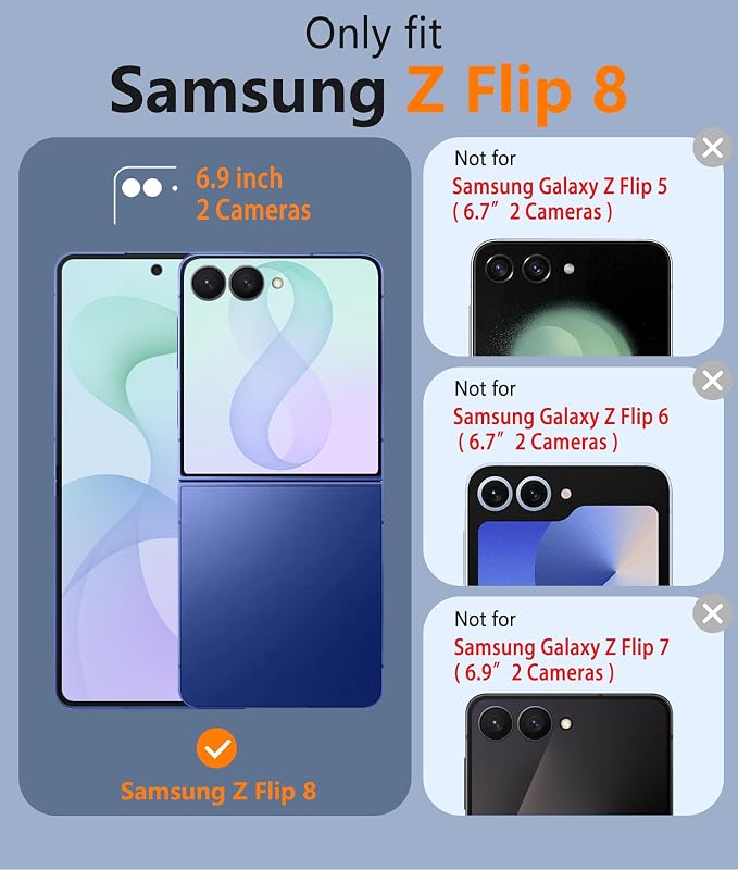 FNTCASE for Samsung Galaxy Z Flip 8 Case, Fit for Magsafe, Screen Protector | Hinge Protection, Anti Yellowing Magnetic Back, 18FT Military Grade Drop Proof, Protective Phone Cover, Transparent