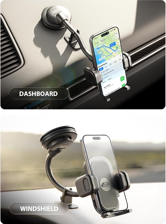 Bracketron TripGrip PRO Car Phone Holder Mount - Phone Holders for Your Car with 7.5" Flexible Gooseneck for Dash & Windshield - Compatible with Most Smartphones