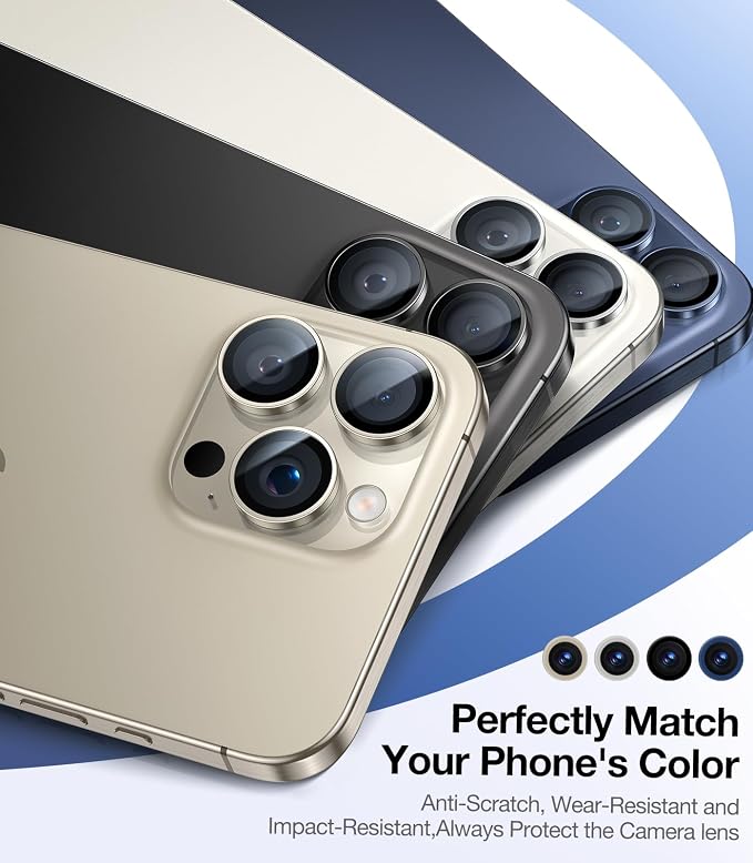 UltraGlass UNBREAK TOP 9H+ Glass for iPhone 15 Pro Max/15 Pro Lens Protector [Military Grade Shatterproof & Longest Durable] Camera Lens Protector 15 Pro/ 15 Pro Max Tempered Glass, White Titanium