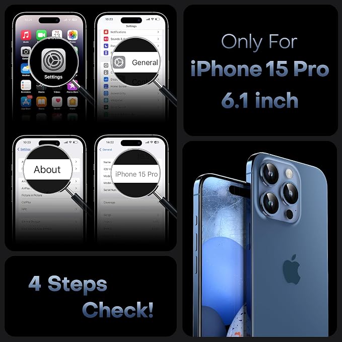 TOCOL Magnetic for iPhone 15 Pro Case, Upgraded Full Camera Protection, Compatible with Magsafe, Drop Protection, Translucent Matte Back Phone Cover 6.1-Inch (Dark Blue)
