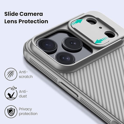 Nillkin for iPhone 17 Pro Case with Slide Camera Cover, Thin Slim Fit, Shockproof Protective, Protector Privacy, Phone Case iPhone 17 Pro Camera Lens Protector 6.3 inch, Gray