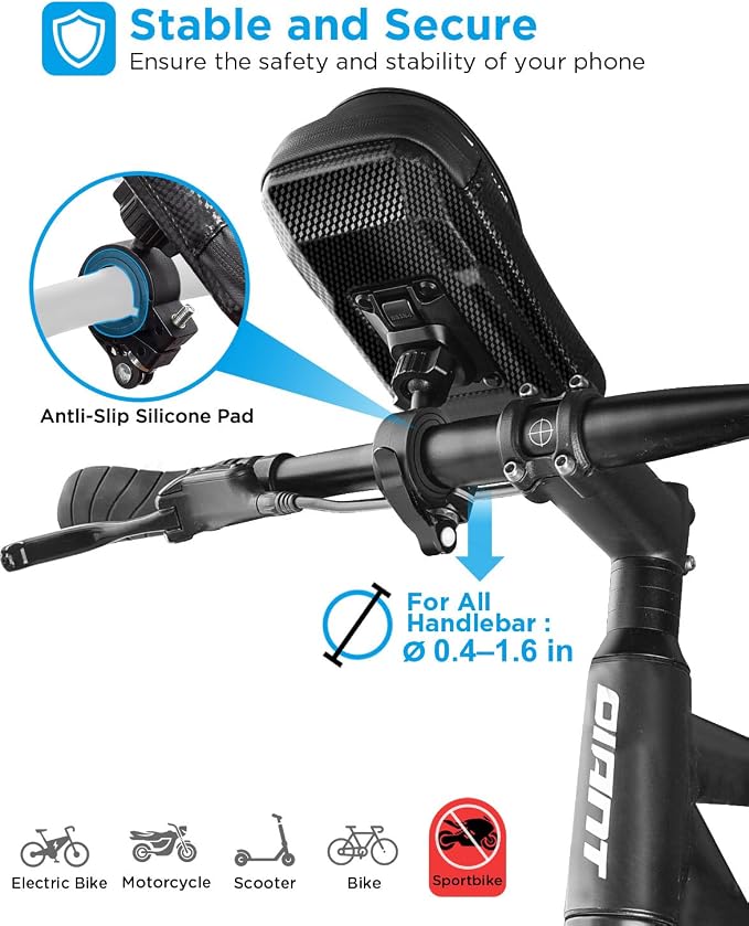 whale fall 360° Rotatable Bike Phone Holder, Waterproof Handlebar Bag with Touchscreen & Storage, Durable Bike Phone Mount for Navigation, Essential Bicycle Accessories for Phones Under 7"